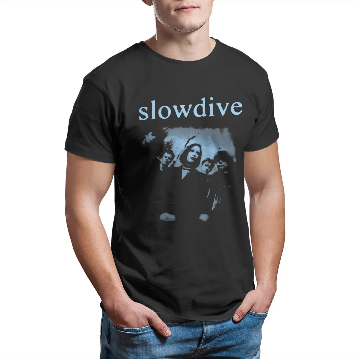 Men Slowdive  T Shirt Tour 90s Cotton Clothes Novelty Short Sleeve Crewneck Tees Summer T-Shirts