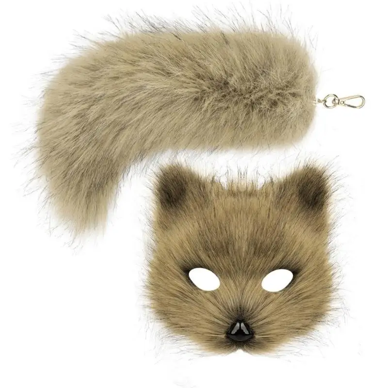 Maschera per animali Halloween da 39BB con portachiavi fascino della coda animale, accessori per decorazione costumi