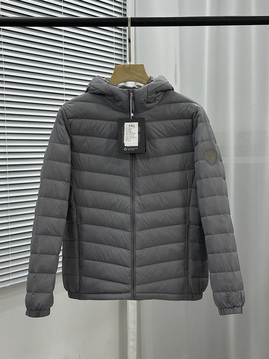 

Lightweight Design 85 White Du down Puffy Hooded Casual Outdoor Waterproof Men's Jaet Autumn Winter Thin Nylon Fabric