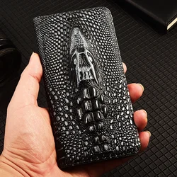 Retro 3D Crocodile Head Genuine Leather Case For Samsung Galaxy S8 S9 S10 S10E S20 S21 S22 S23 S24 Plus FE Ultra Cover Cases