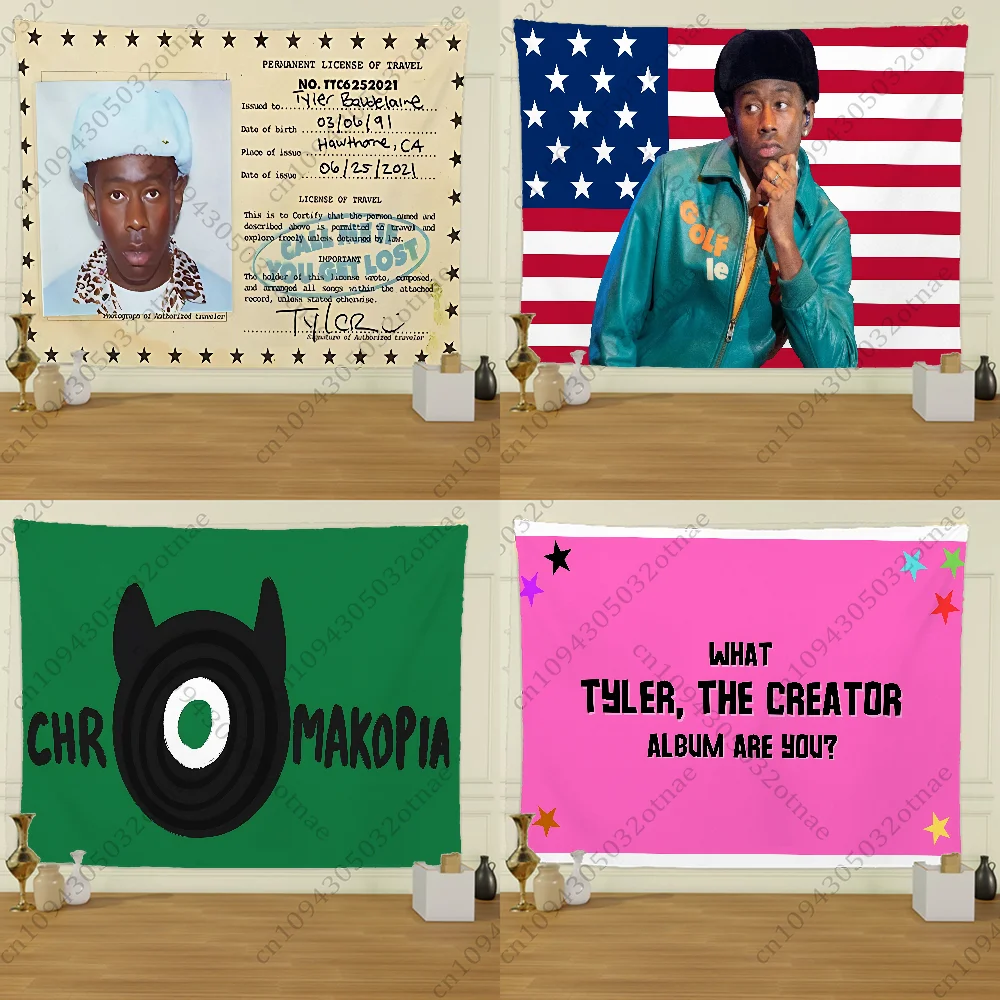 T-Tyler the C-Creator Chromakopia Tapestry Creative Pattern Living Room Wall Art Tapestry Decor Party Outdoor Decorate Banners