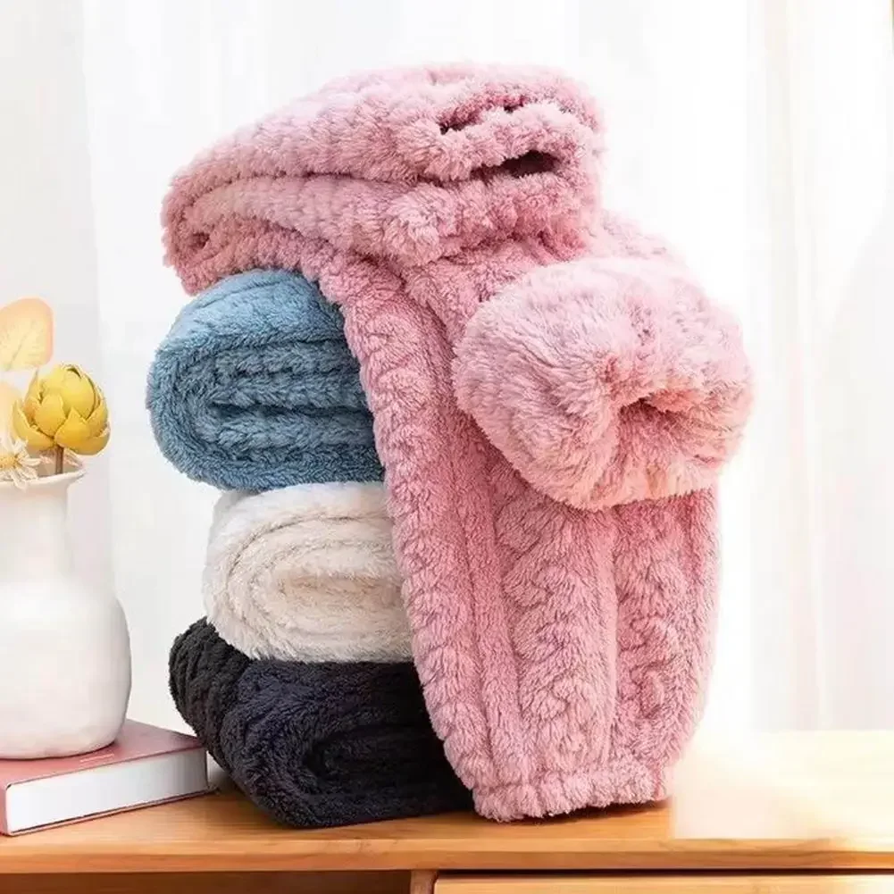Women\'s Pants Winter Coral Velvet and Fleece Thick Warm Pants Flannel Plus Size Home Pants  Soft Thermal Knitted Fabric