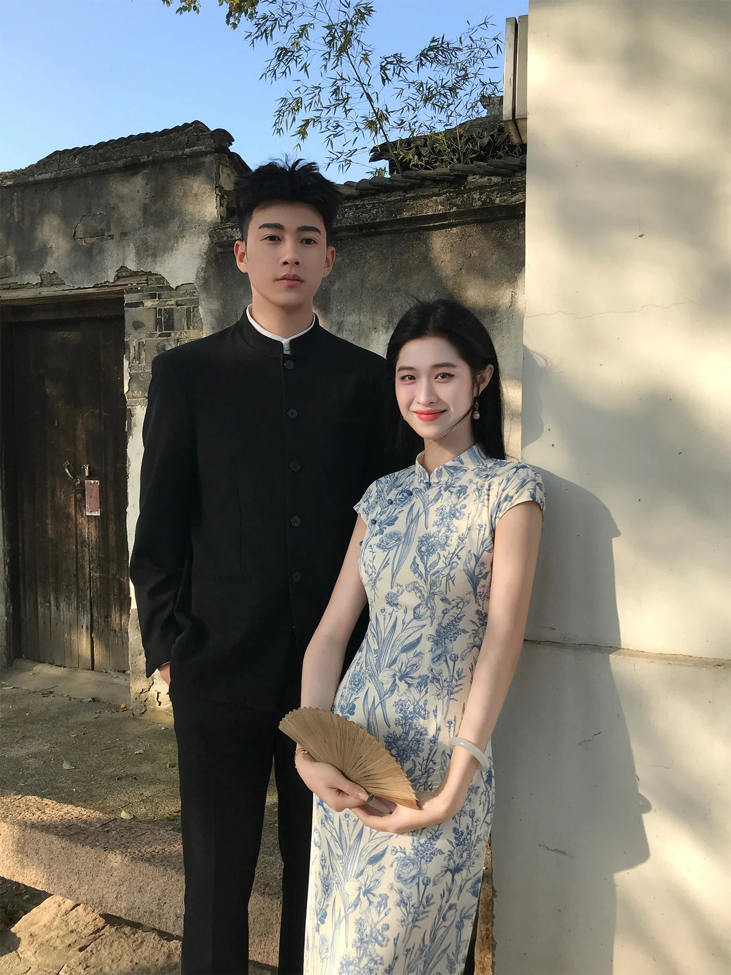 

Blue Floral Print Qipao Dress Elastic Daily Wear Women's Dress LingXian ZiHe QingXi ShiHua New Chinese Style Summer Dress