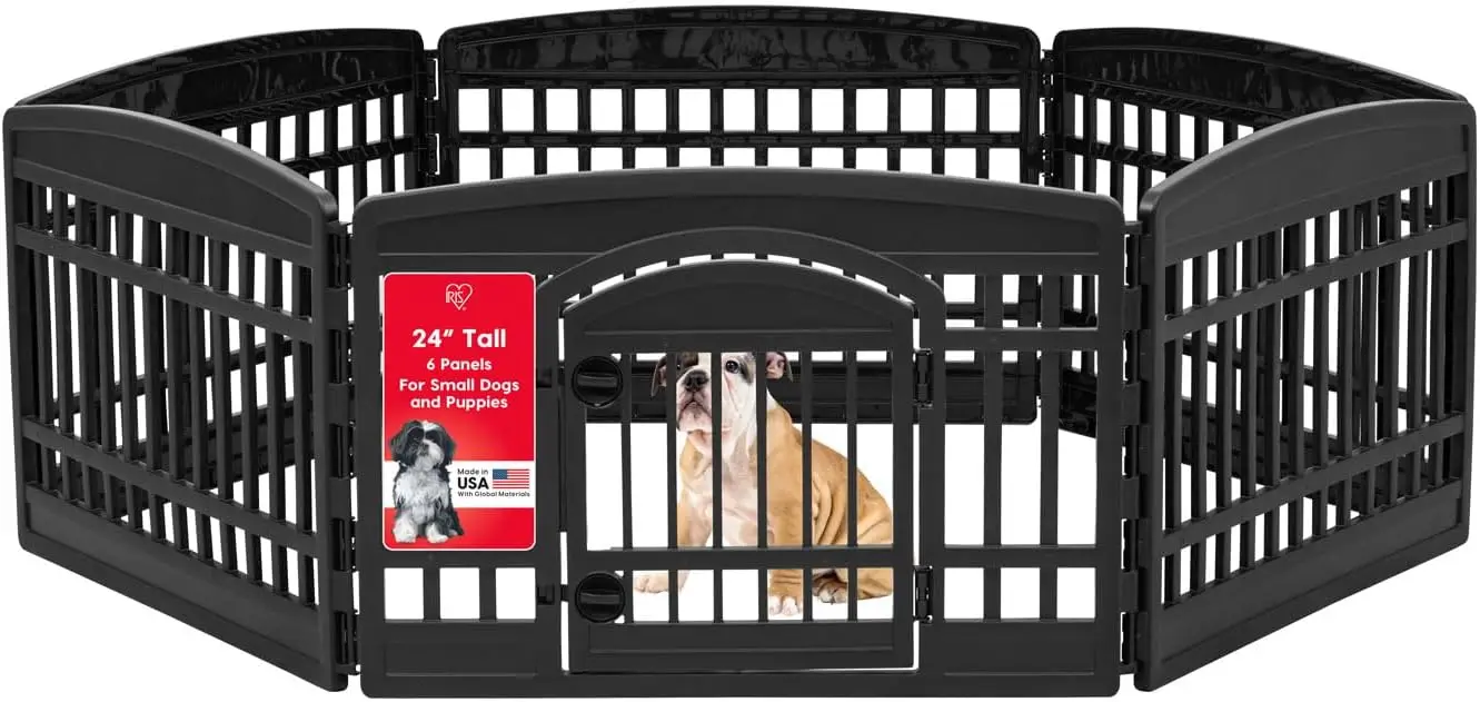 

24" 6-Panel Foldable Pet Playpen with Door, Easy Assembly for Small Dogs Puppies Indoor Outdoor Use