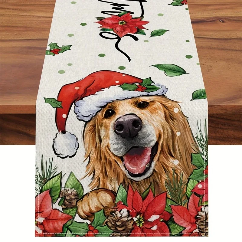 عيد ميلاد سعيد الذهبي المسترد الجدول عداء عيد الميلاد المطبخ الجدول الديكور، عطلة الشتاء مزرعة ديكور المنزل #1