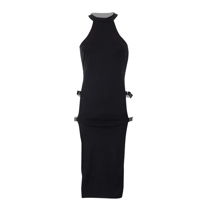 Sexy Womens Solid Color Adjustable Strappy Dresses Sleeveless Bodycon Dress Cosplay Party Clubwear Lingerie Sides Split High Cut