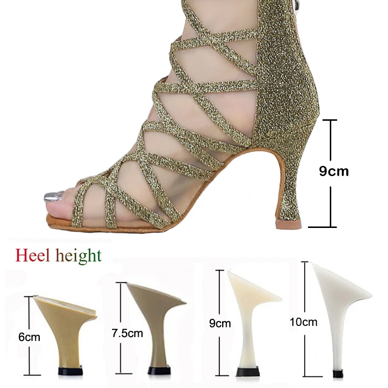 Latin Dance Shoes Women\'s Salsa Tango Ballroom Party Dance Boots Golden Girls Heeled Sandals Summer Dance Sneakers Outdoor