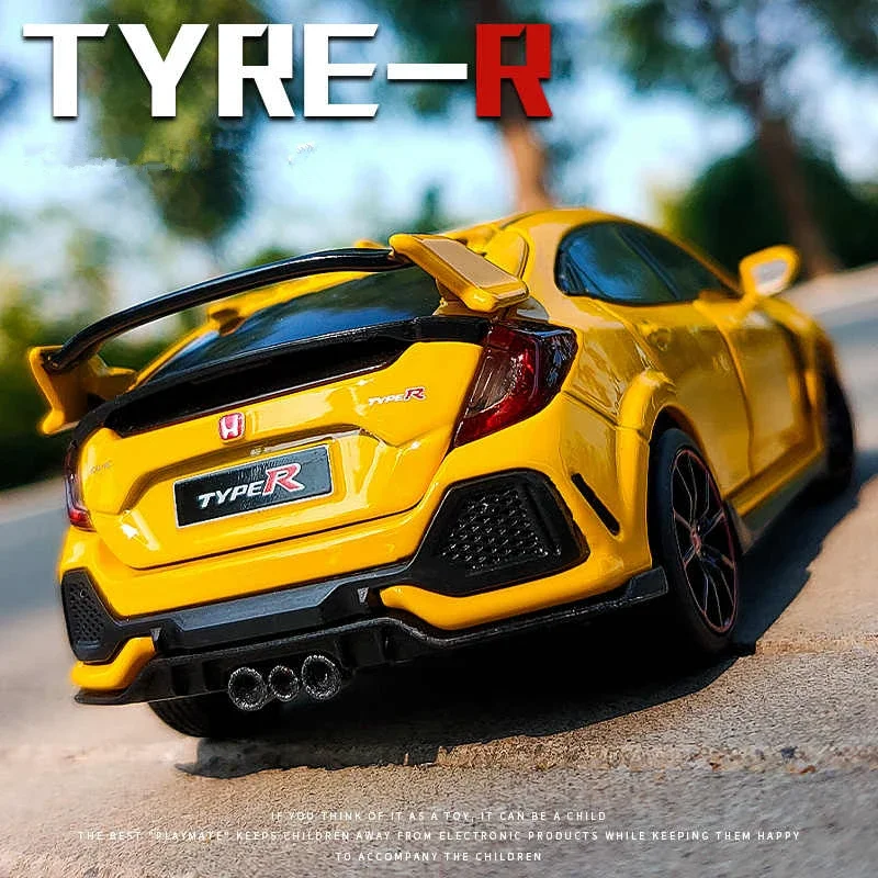 1/32 HONDA Civic Type R FK8 Alloy Car Model Diecast Metal Toy Vehicles Car Model Simulation Sound Light Collection Kids Toy Gift