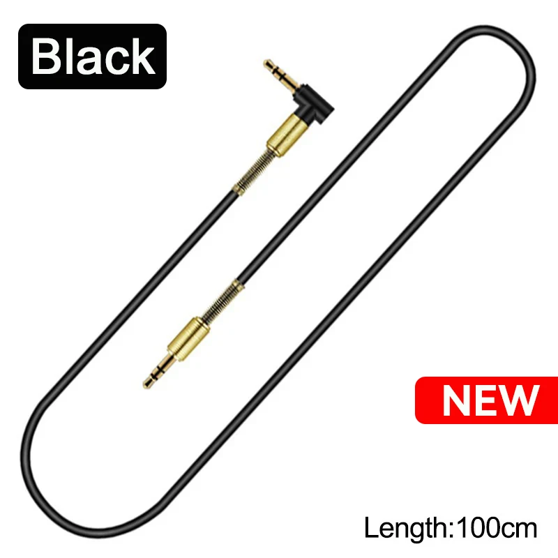 NNBILI 3.5mm 잭 오디오 케이블3.5mm 자동차 스프링 AUX 케이블 금도금 잭 남성-남성 스피커 케이블 헤드폰 용 코드 삼성 썸네일 7