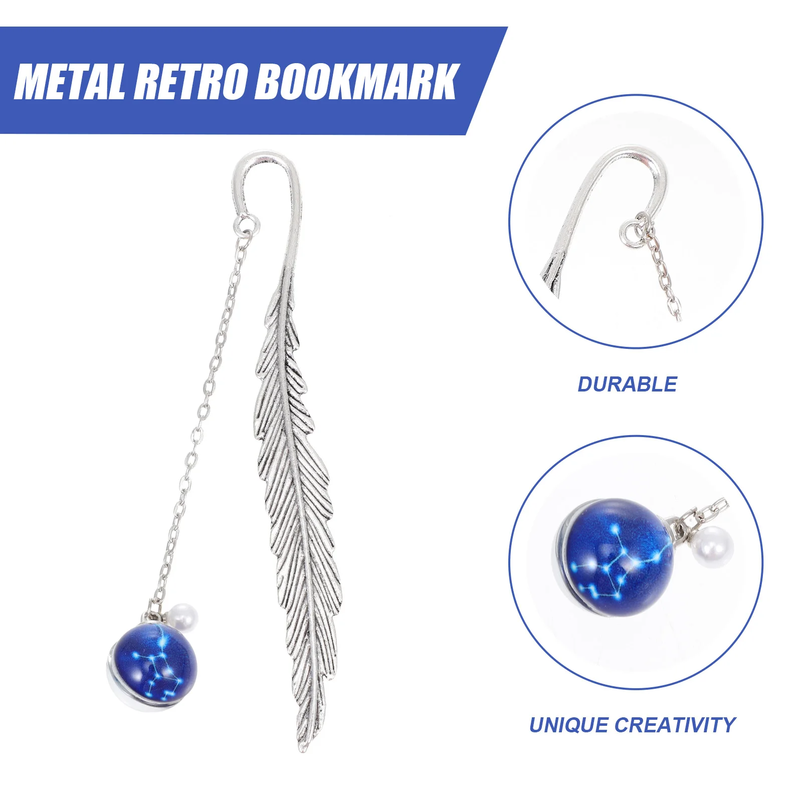 

2pcs Luminous Bookmarks Creative Metal Bookmark Elegant Decorative Page Marker Iron Exquisite Book Sign Mark