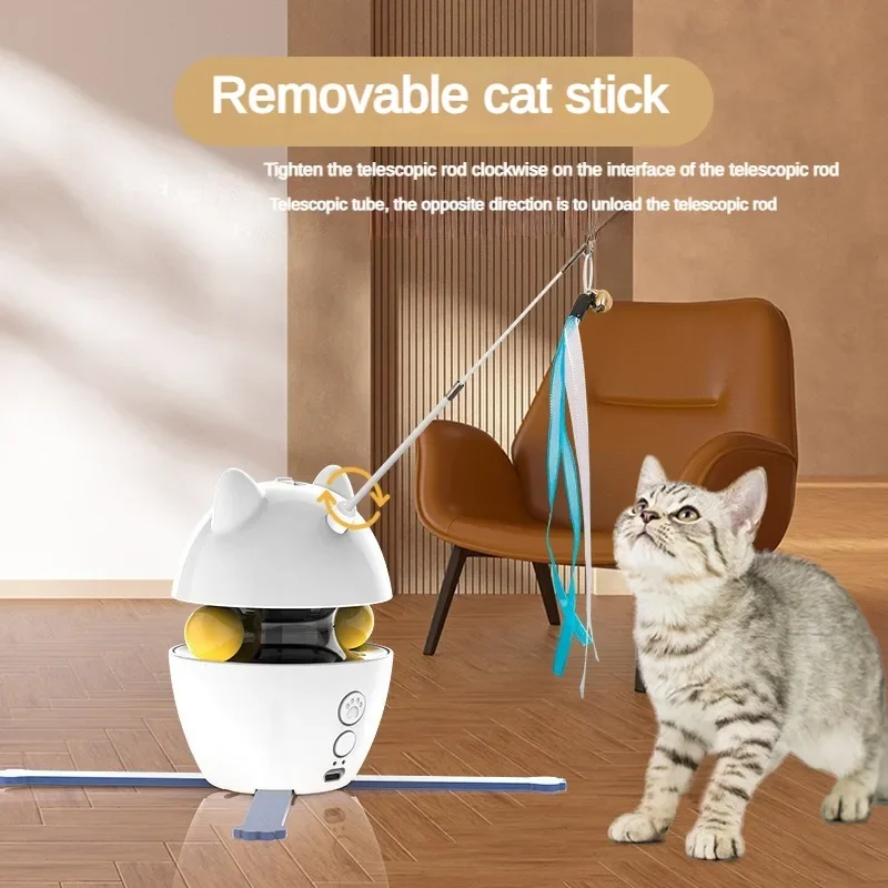 

Electric Cat Turntable Intelligent Laser Detachable Cat Teaser Stick 3 Rotation Modes Electric Pet Cat Toys