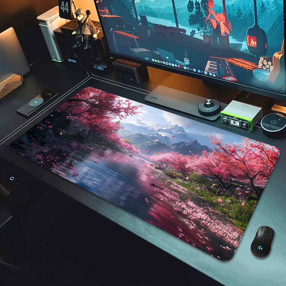 Fantasy Cherry Blossom Tree Mouse Pad Large Computer Keyboard Pads Anime Game Mousepad Game Mats Amazing Landscape XXL Desk Mat