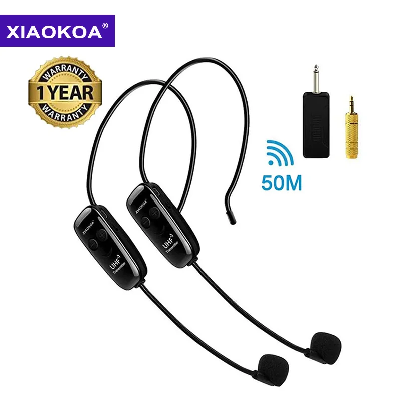 

Wireless Microphones Headset, UHF Dual Wireless Mic, 2 Wireless Mics & 1 Receiver, Headset and Handheld 2 In 1 Rechargeable