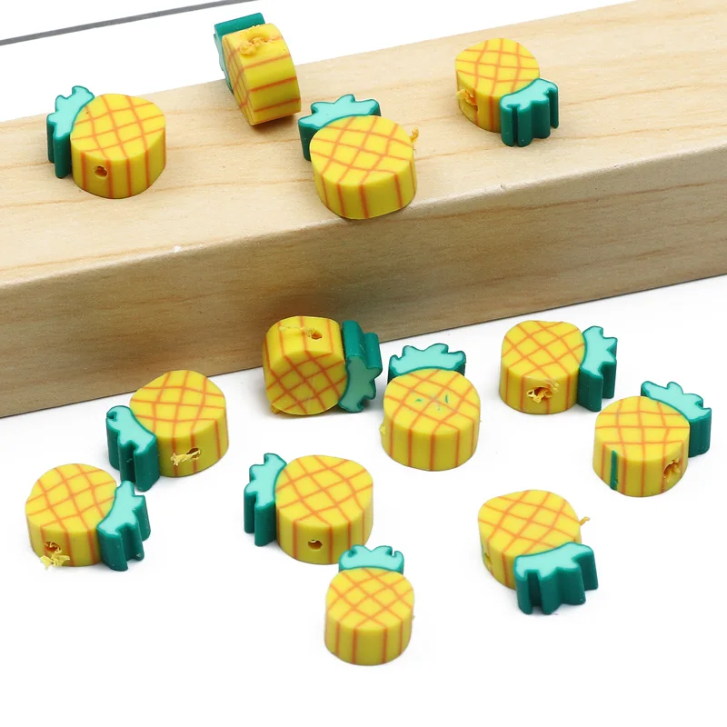 BaoQian 20/50pcs Yellow Pineapple Beads Polymer Clay Beads Handmade Spacer Beads For Jewelry Making Diy Bracelet Accessories