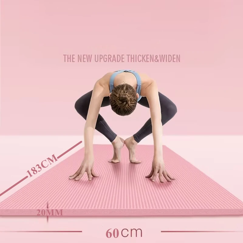 183x60cm-ピラティスノイズリダクション20mm厚ヨガマット防湿滑り止め耐久性のあるエクササイズフィットネスワークアウトヨガマット屋内