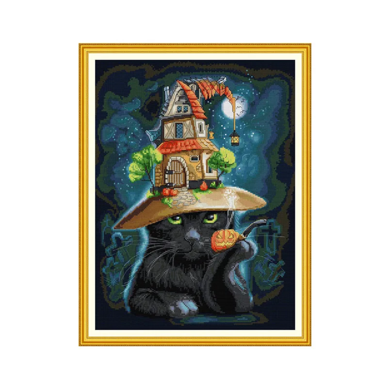 Cat wizard 2 cross stitch kit 14ct 11ct count print canvas sew cross-stitching embroidery DIY handmade needlework