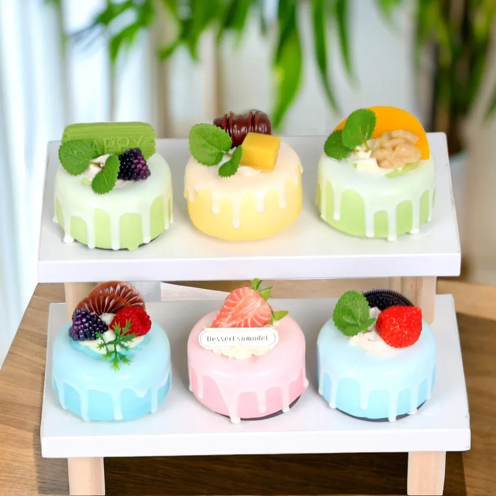 Artificial Fruit Cake Cream Jam Fake Cake Model Dessert Model Food Refrigerator Stickers Scale Decoration Home Decor