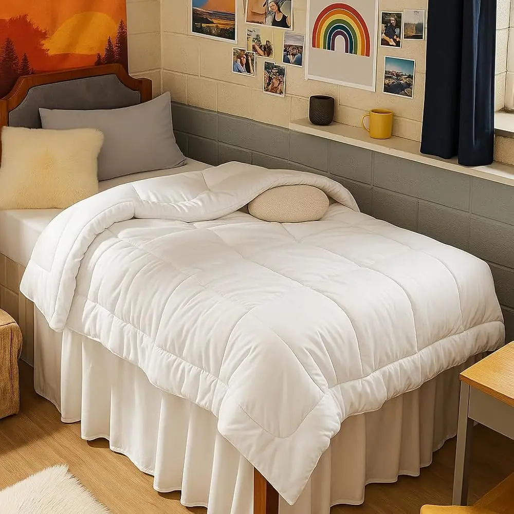 

Легкое стеганое одеяло-вкладыш, стеганые одеяла Twin XL для студенческих общежитий, стеганое одеяло с наполнителем из искусственного пуха с технологией Box Stitched