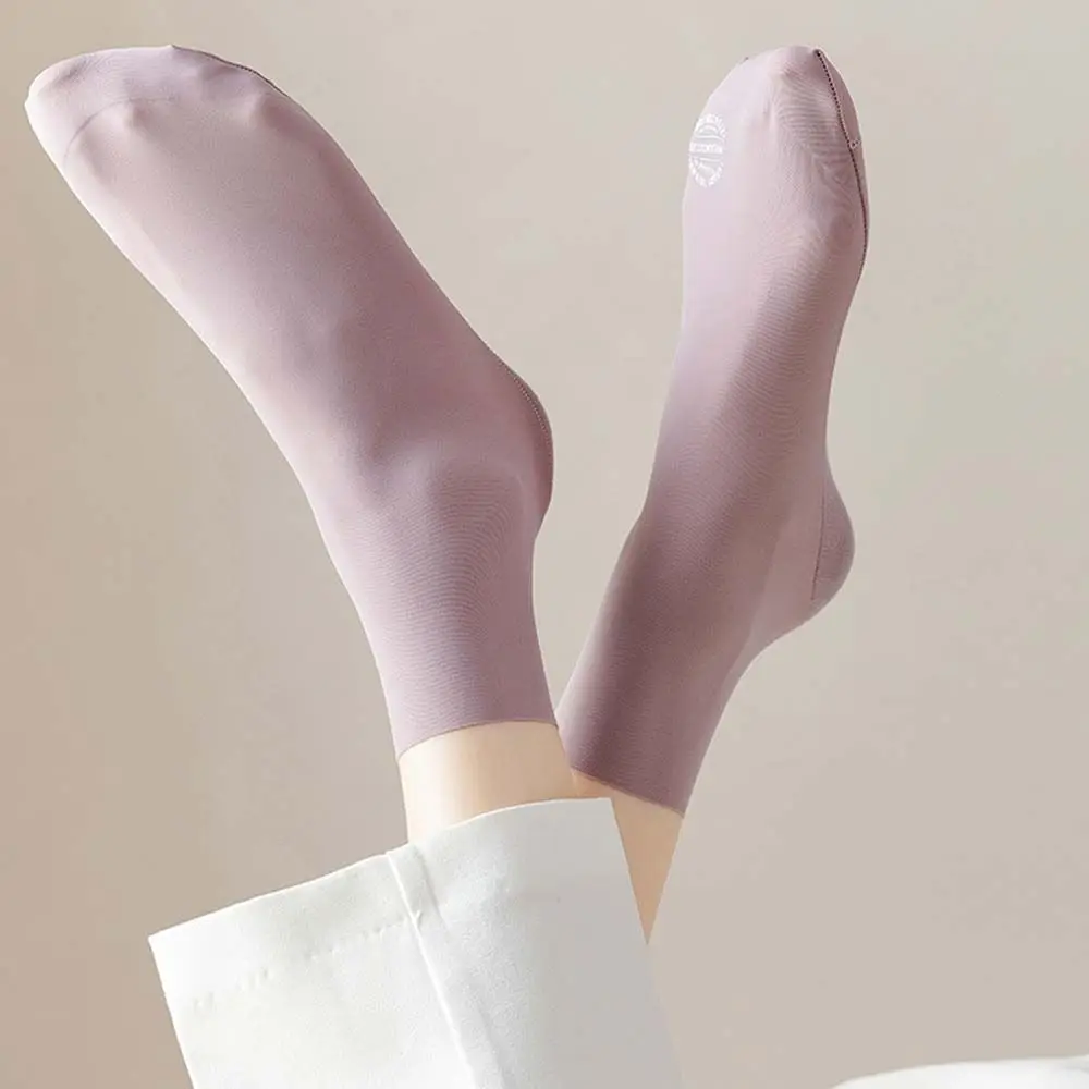 Spring Summer Ice Silk Tube Socks Any Cut Seamless Solid Color Cotton Socks Women\'s Mid-tube Socks