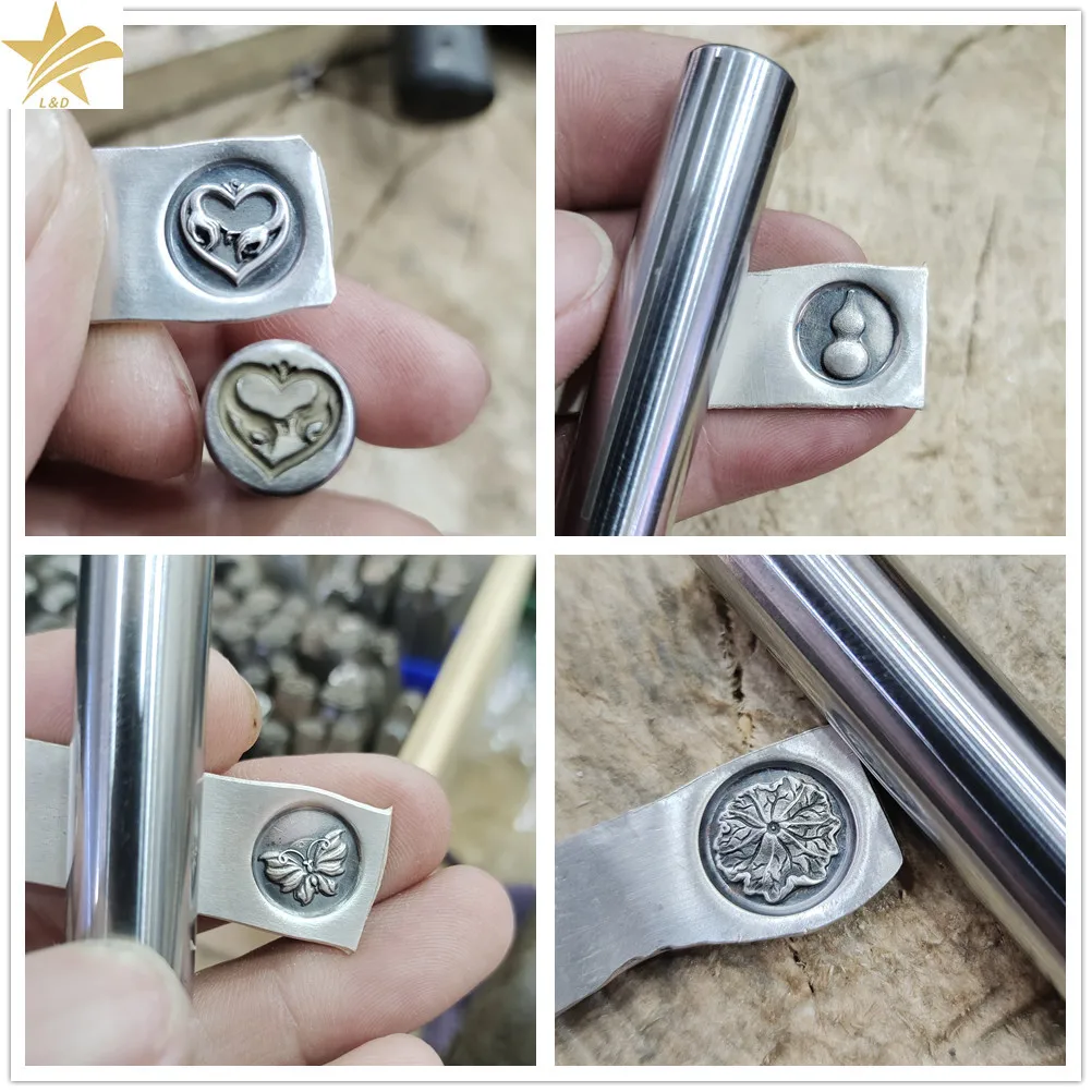 

3D Heart Logo Metal Stamping Punch Jewelry Steel Stamp DIY Engraving Marking Tool Gold Silver Pendant Earring Brand Press Stamp