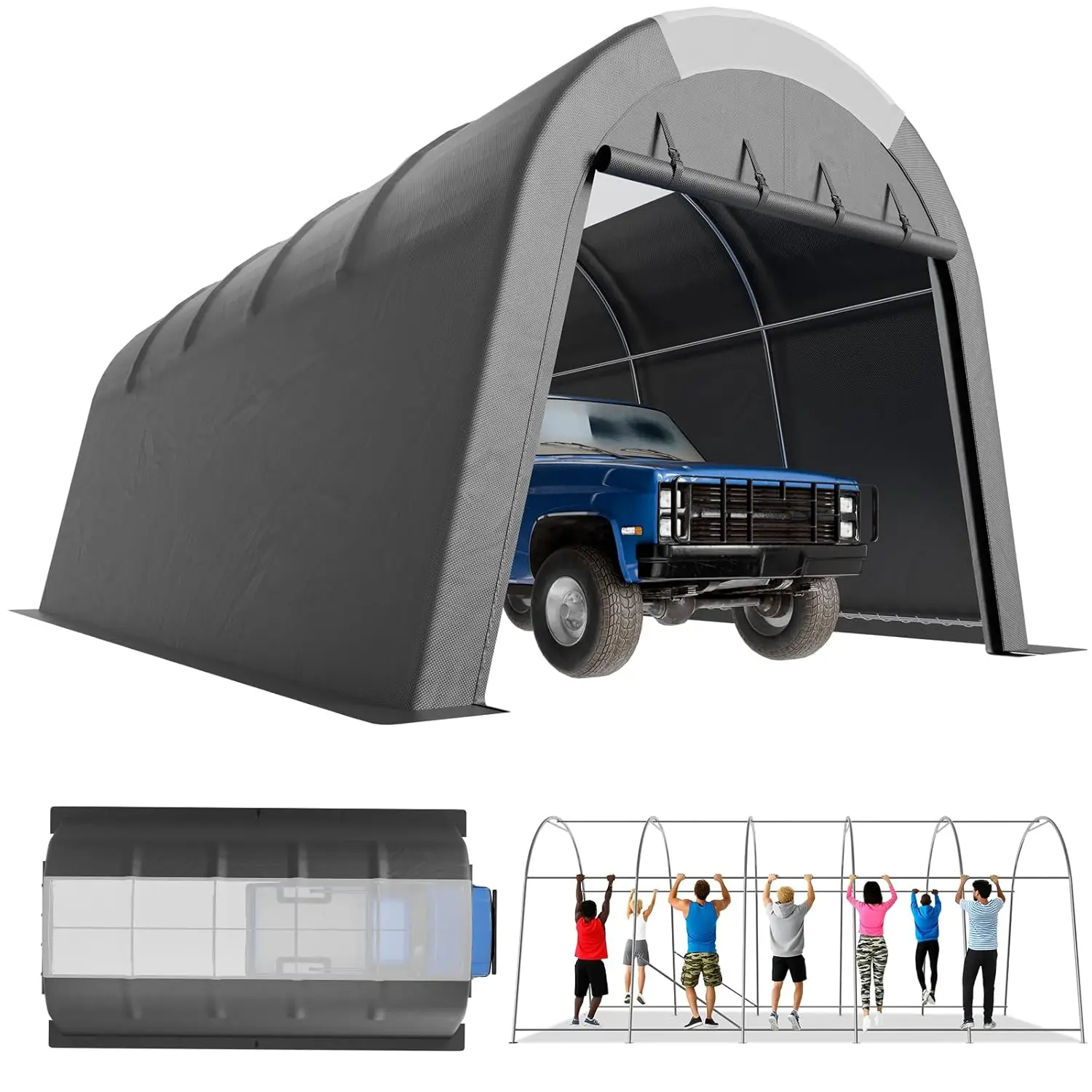 

Carport Canopy 12x20 FT Heavy Duty with Translucent Roof - Reinforced Metal Frame,Waterproof Shelter for Cars/RV/ATV,, Custom