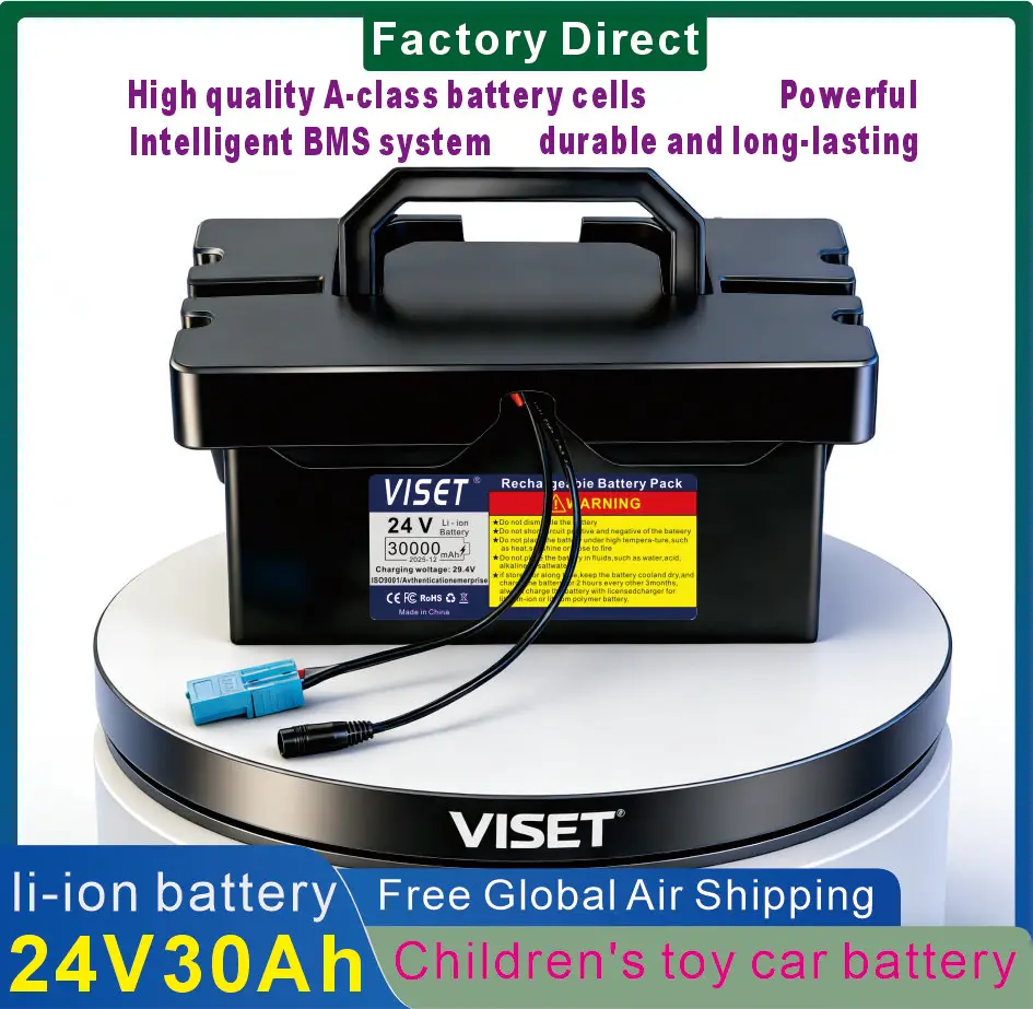 

VISET 24V30Ah Li-ion Battery for Power Wheels, 24 Volt Replacement Battery for Ride-On Cars & Toys, Lightweight and Long-Lasting