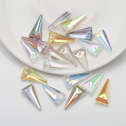 10X20MM Single Hole Triangle 10Pcs Pendant Earrings Necklace Accessories DIY Wholesale Handmade Crystal Colorful Glass Beads