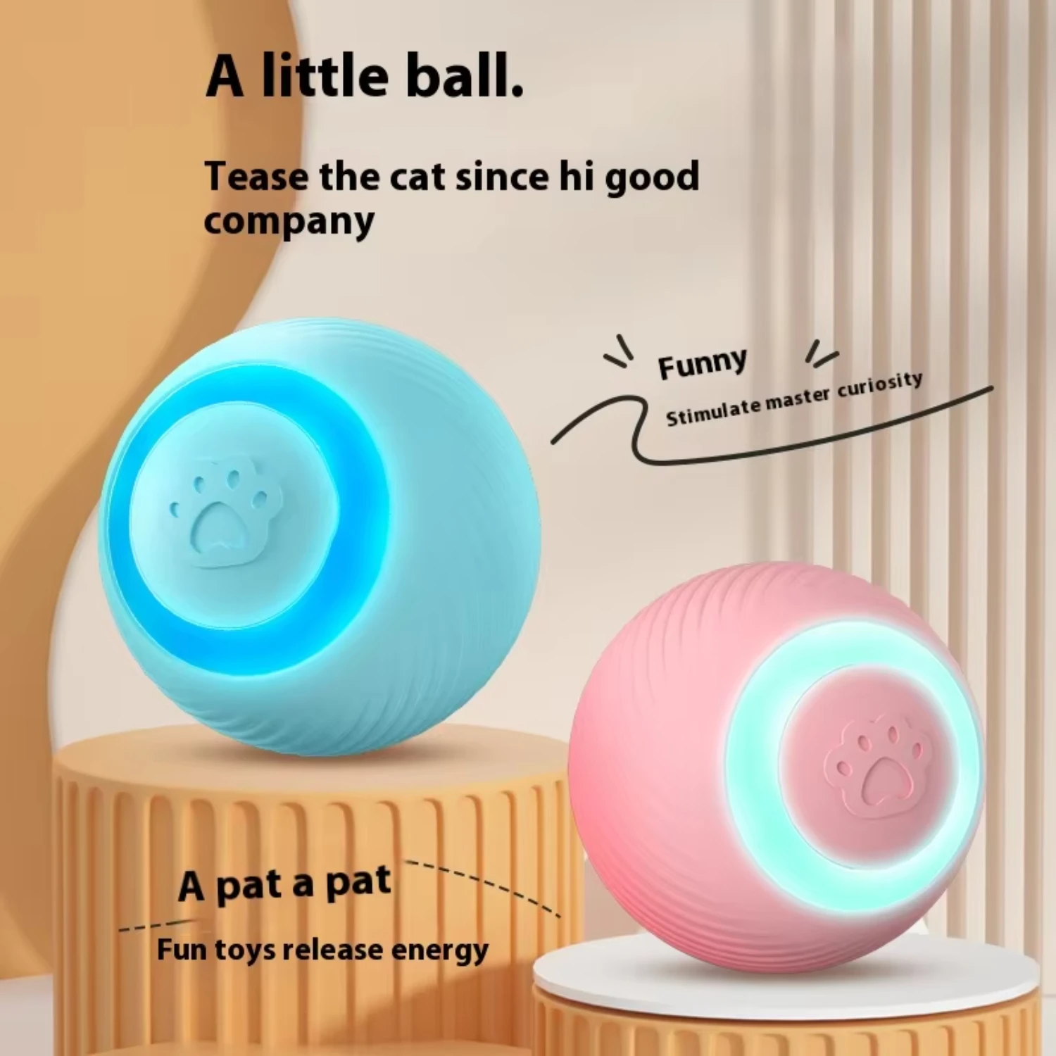 Interactive Funny Cat Ball  Self-Moving Automatic Rolling  Indoor Pet  Small Size Juguetes de mascotas Sounding Cat toy feather