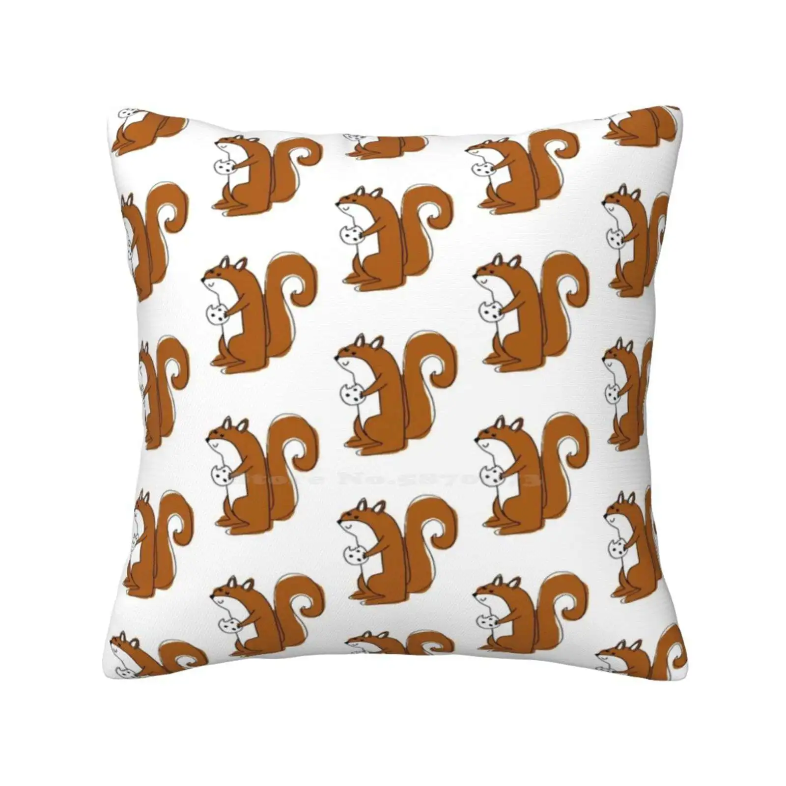 Squirrel Throw Cushion Pillow Cover Squirrel Cookie Graphic Gingerbiscuit