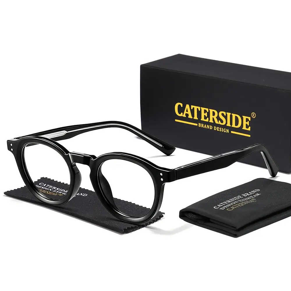 CATERSIDE Modische Herren-Anti-Blaulicht-Brille, Tr-90, runder Rahmen, flache Lichtbrille, Damen-Computer-Lese-Schutzbrille – Detail 8