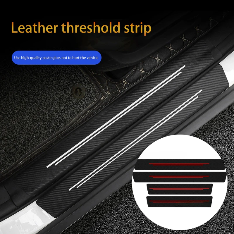 Car Door Sill Protection Strip Tough Universal Imitation Carbon Fiber Leather And Durable Decorative Car Sticker Car Accessories