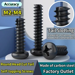 M2-M4 Carbon Steel Hardened Self-tapping Screws Black Round Head Cut-tail Self-tapping Screws PT Phillips Screws Drilling Screw