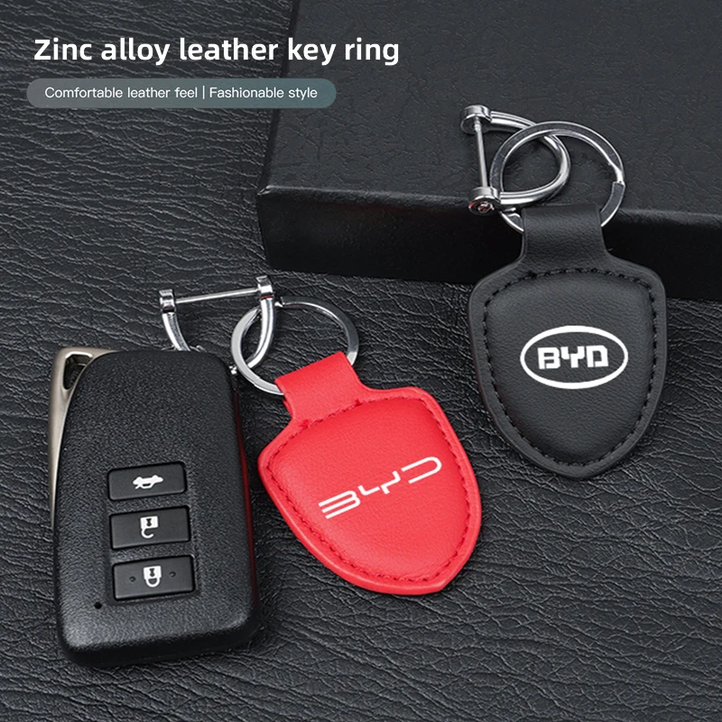 Auto Leder Schlüsselanhänger Ring Schild Styling Schlüsselanhänger für BYD Atto 3 Yuan Plus Han Tang EV F3 E6 Dmi Song F0 Qin Pro G3 I3 Ea1 Max