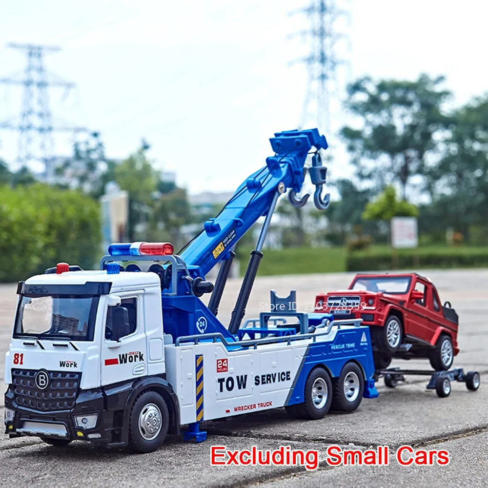 

1:18 Double Hook Obstacle Clearing Vehicle Model Toys Alloy Diecast Sound Light Miniature Engineering Vehicles for Kids Gifts