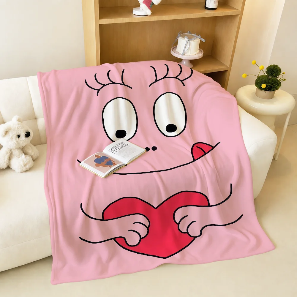 Cartoon Cute Funny B-barbapapaS Face Blanket Warm Soft Plush For Sofa Living Room Nap Home Bedroom Travel Gift Flannel Pet Hogar