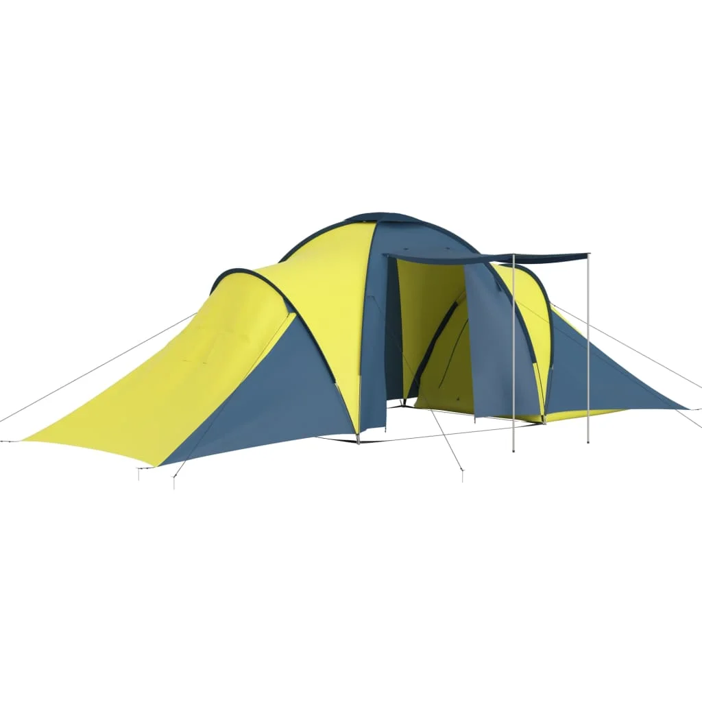 Tenda da Campeggio per 6 Persone Blu e Giallo Outdoor Multi-Party Camping Tent