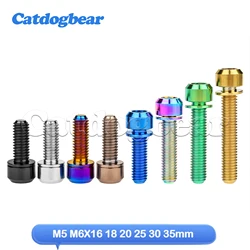 Catdogbear Titanium M5 M6X16 18 20 25 30 35mm Bolts Socket Head Bolts With Washers For Mount Bicycle Screws