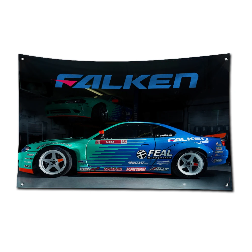 3x5 Ft Falkens Tire Flag Polyester Digital Printing Banner for Garage Wall Art Out Door Decoration With Brass Grommets