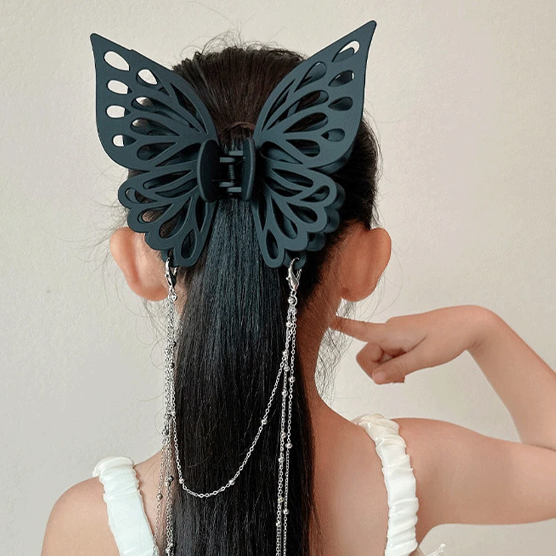 

4 Styles Exaggerated Hollow Butterfly Tassel Shark Clip Hairpin Elegant Daily Party Birthday Dinner Cosplay Barrette Claw Decor