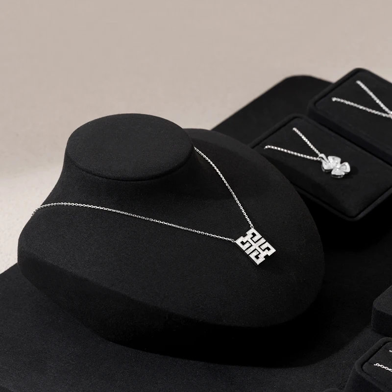 WoodTen Black Microfiber Jewelry Display Prop for Ring Bracelets Portrait Chest Necklaces Jewelry Display Stand Store Exhibition