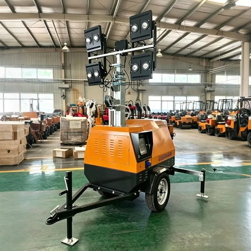 Emergency Towable Lighting Tower with CCTV Camera System, Extended Mast Light for Bridge Inspection and Security