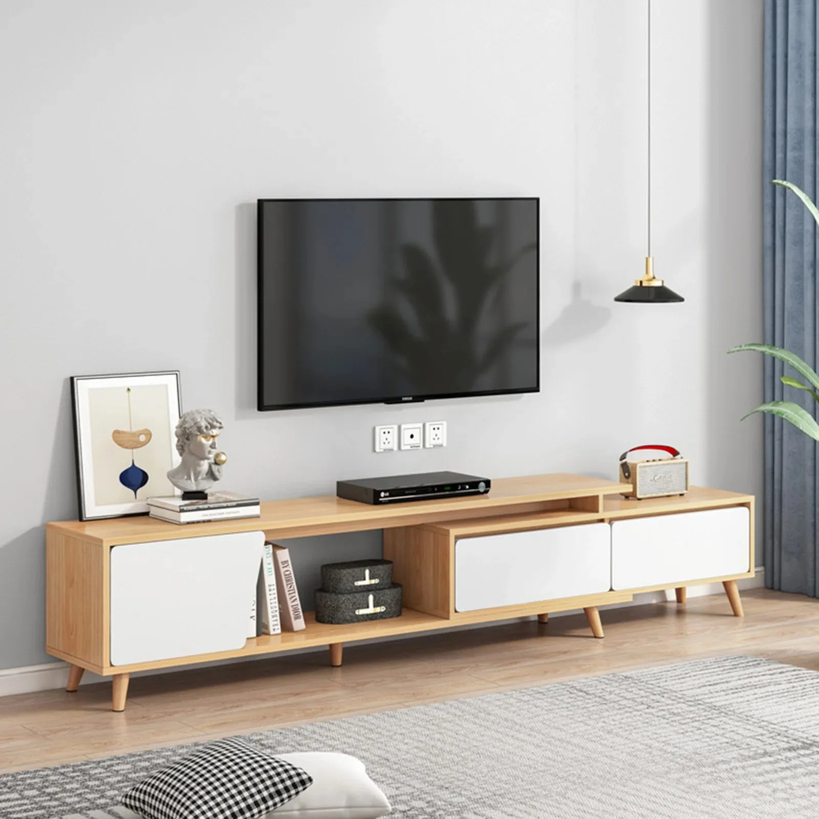 Xiuwoo Tv Tafel Uitschuifbare Tv Rek Moderne Media Opslag Stand Console Tafel