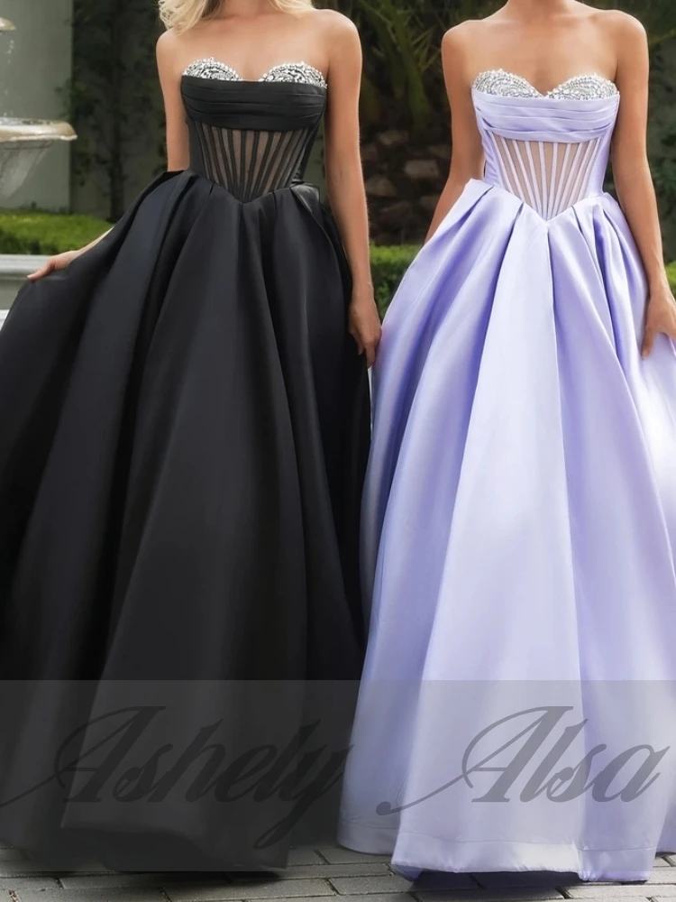 Elegancka Sukienka Wieczorowa Damska na Wesele, Bal, Imprezę, z Dekoltem w Serek, Marszczeniami, Linia A, Długość do Podłogi, Model na Zamówienie, Robe De Soiree 2025