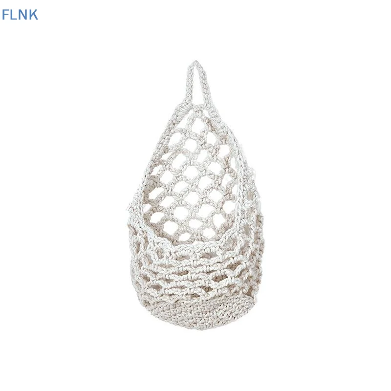 【KC】Hand Woven Hanging Fruit Net Bag Practical Gift Breathable Wall Mount Veggie Storage Holder for Housewarming New Home