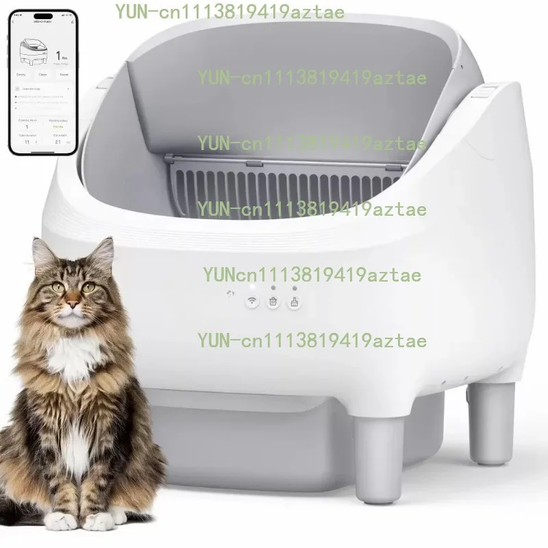 15L Open-Top Automatic Cat Litter Box, APP Control Self-Cleaning Pet Toilet for Multi Cats
