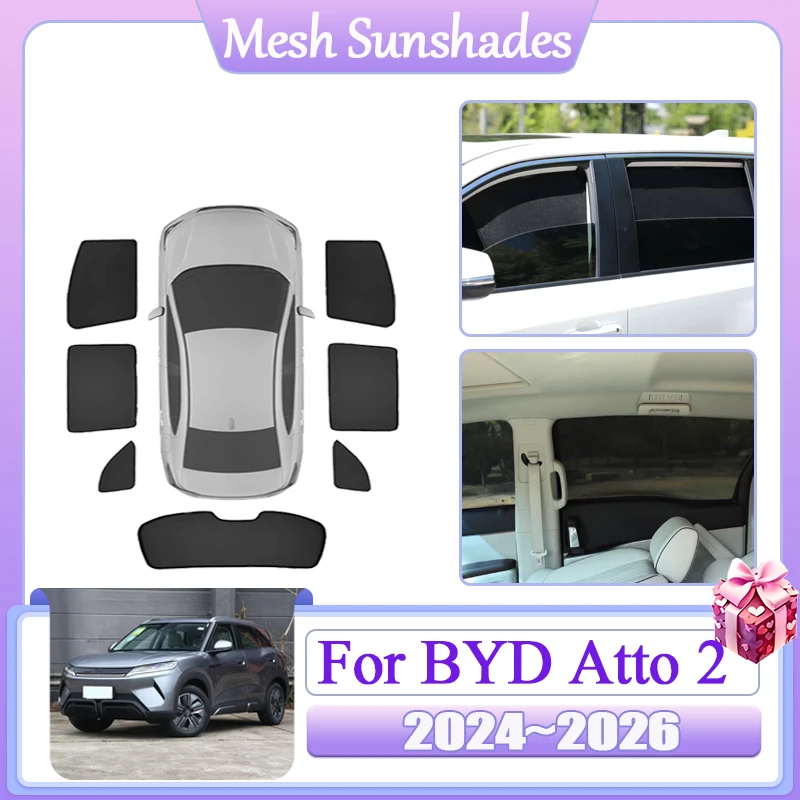 

Sun Visor For BYD Atto 2 S1 Pro Yuan Up 2024 2025 2026 Car Mesh Sun Shade Magnetic Sunshade Window Heat insulation Accessories