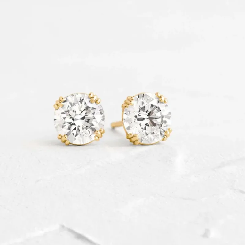 Custom Threaded Studs Round Cut D Color Moissanite Diamond Sunflower Earrings For Women 925 Sterling Silver Stud Earrings