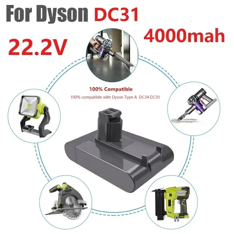 

22,2 в 4000 мАч DC31 подходит для Dyson литий-ионная вакуумная батарея DC35 DC45 DC31 DC34 DC44 DC31 DC35 917083-01 L50