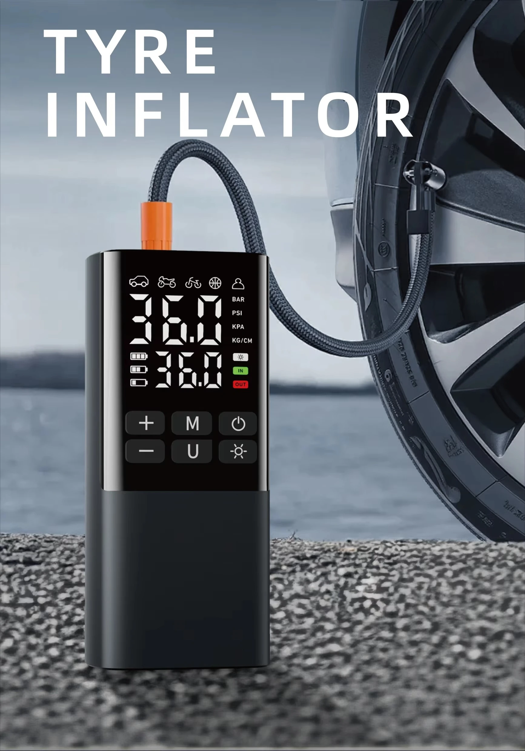 Good Quality Portable Digital Display Tire Inflator Pump XM8008 Tire Inflator Portable air Compressor