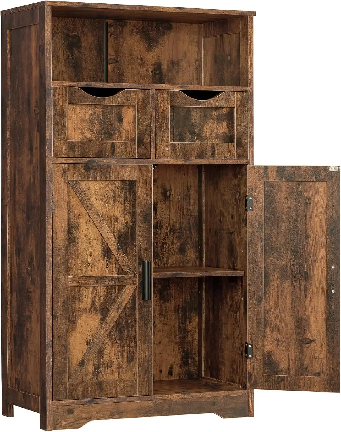 

Регулируемая полка и 2 регулируемых ящика, напольный шкаф с дверцами сарая, шкаф для гостиной, прихожей, домашнего офиса